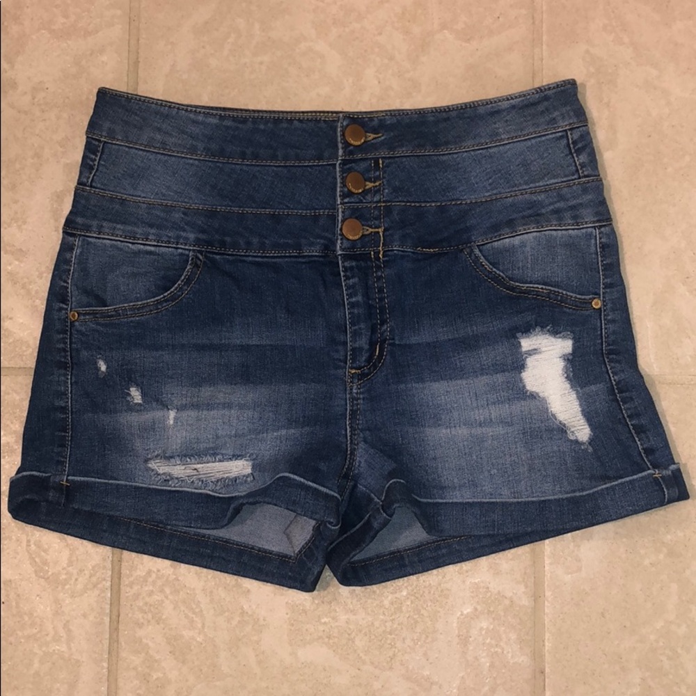 High waisted jean shorts